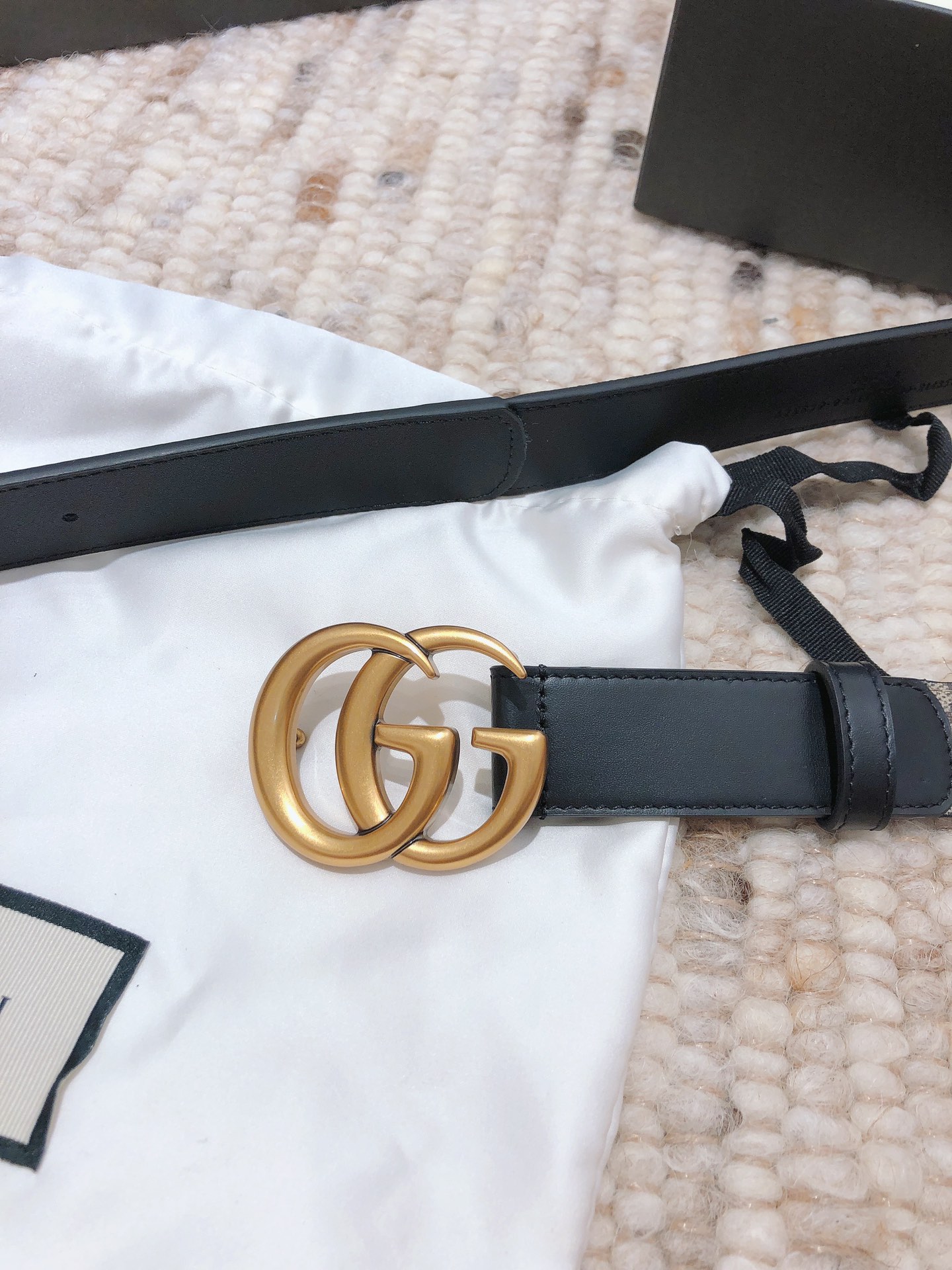GUCCI double G buckle advanced artificial canvas belt