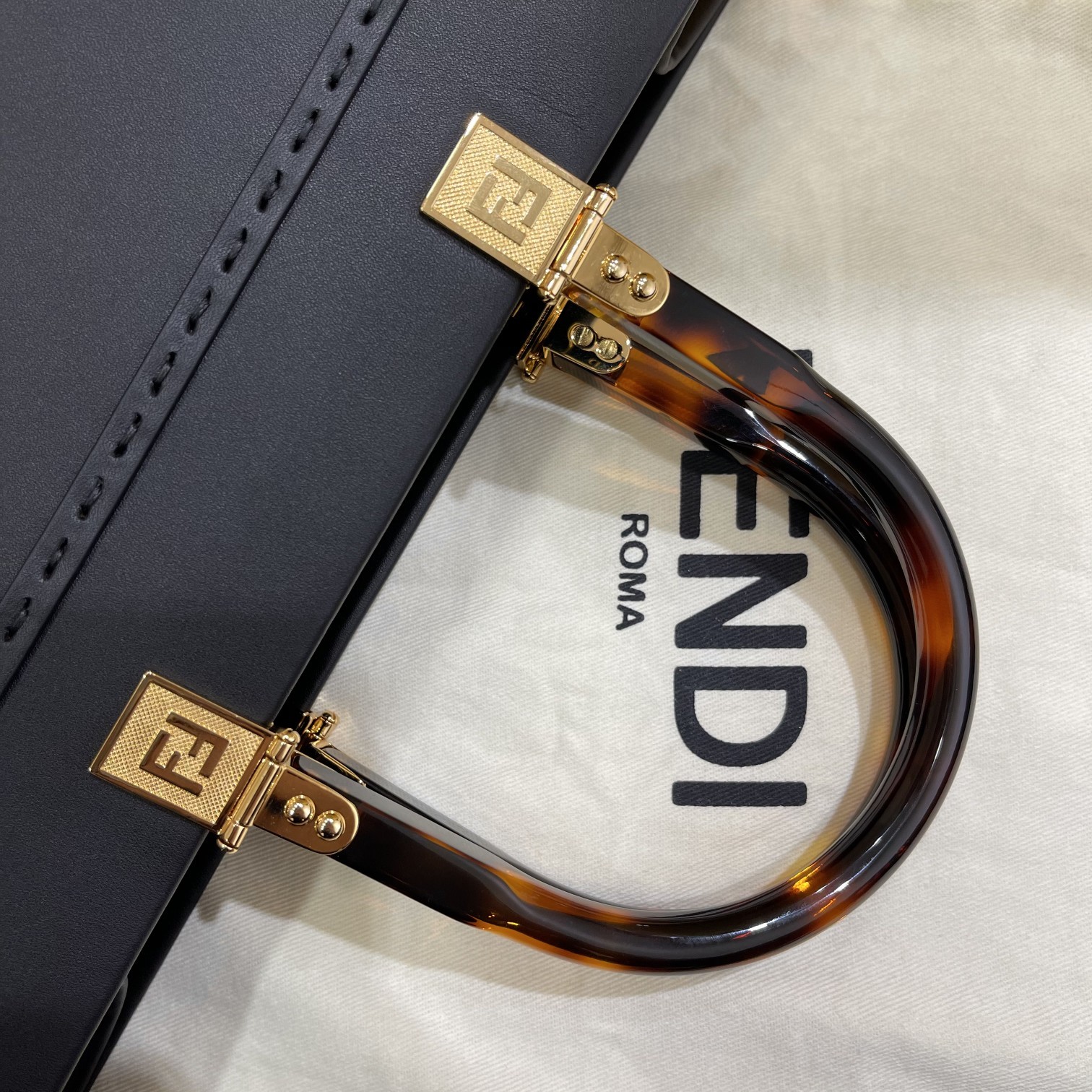 FENDI small black new size shine tote tote bag 