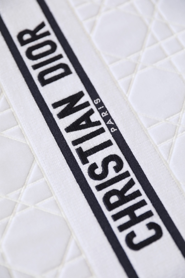 DIOR TOTE embroidered vine check white