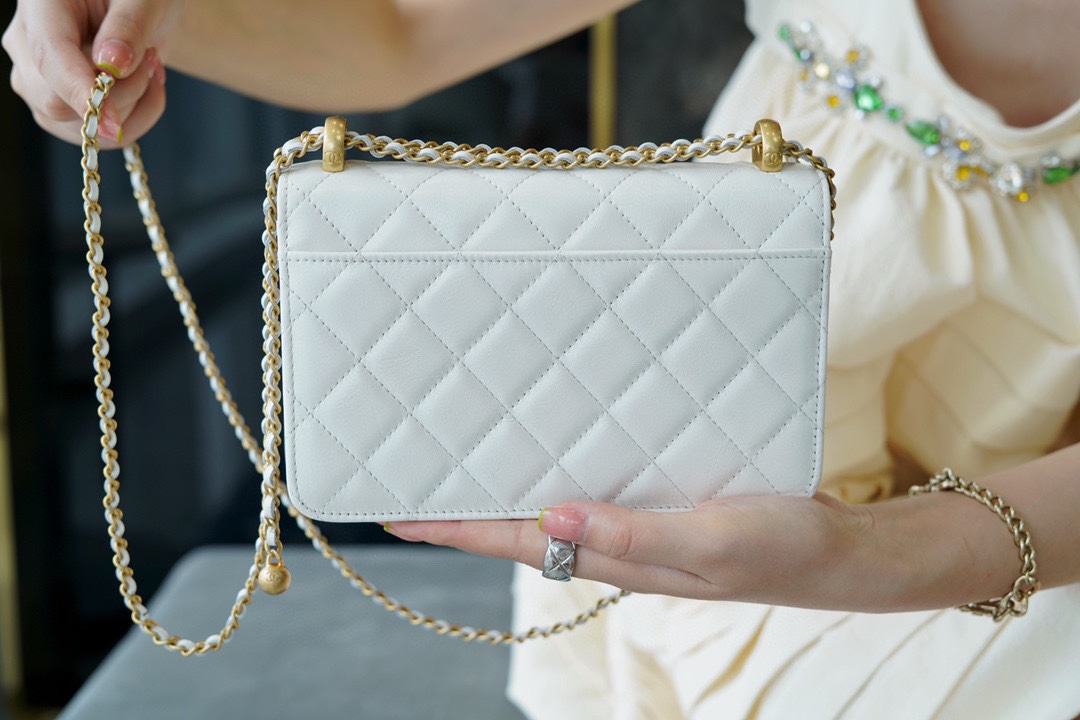 𝗖𝗛𝗔𝗘𝗡𝗟✦ Advanced Handcraft Workshop Double Gold Beads 𝒘𝒐𝒄 White👰