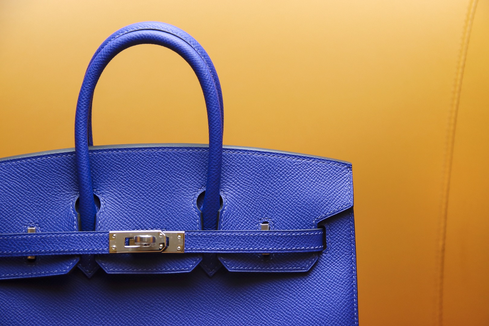 Birkin25 outer seam French blue EPSOM leather silver buckle