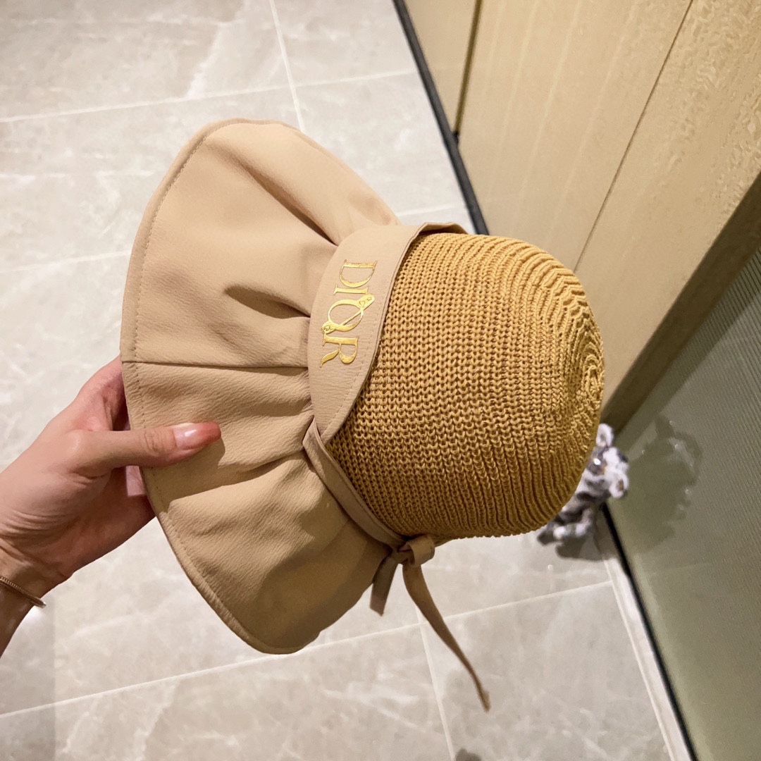 [Dior Dior] 2023 spring and summer style simple splicing sunset fisherman hat