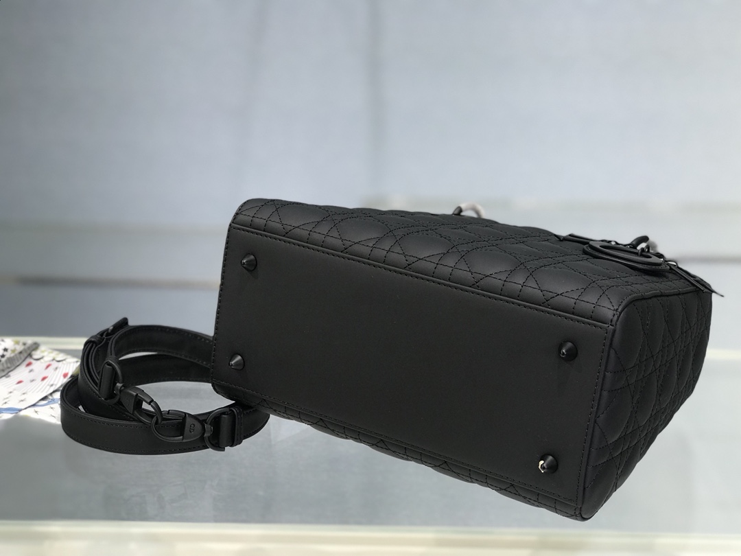 Lady Dior rattan check pattern matte calf leather flap tote bag