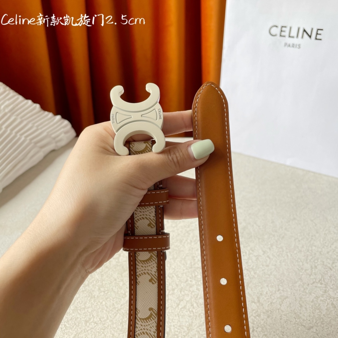 CELINE new leather Arc de Triomphe buckle ladies belt