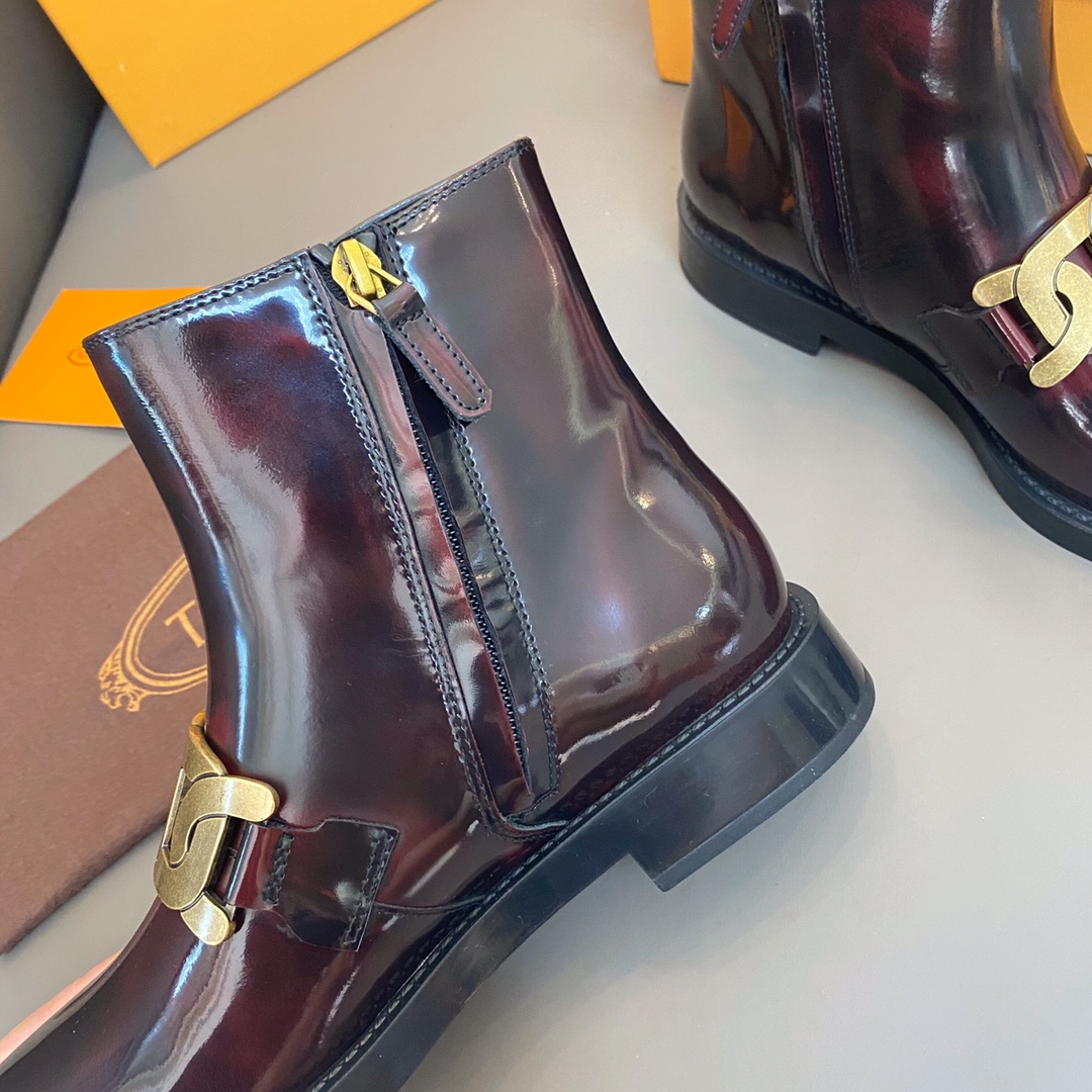 TOD'S 𝙏𝙊𝘿𝙎 Todds 2020 autumn and winter new short boots ✔️ metal buckle short boots import open edge bead cowhide