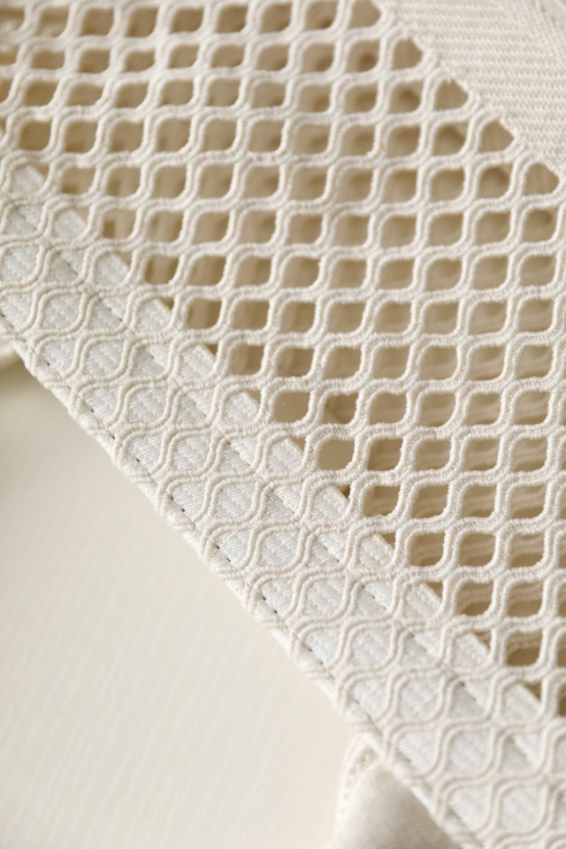 DIOR TOTE beige and white mesh fabric embroidery