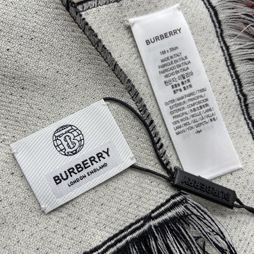 Burberry Classic Monogram Scarf 100% Wool