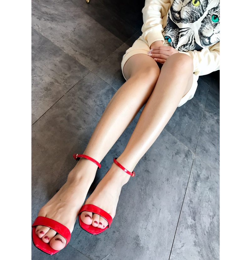 【Saint Laurene Saint Laurent】 YSL summer model thick heeled sandals with 6.5cm high