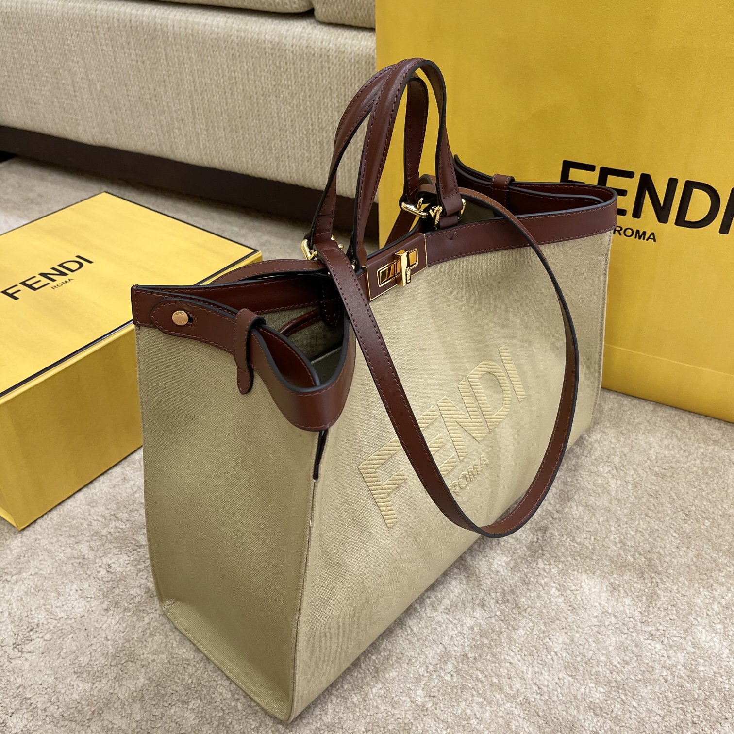 FENDI latest Peekaboo X-Tote beige