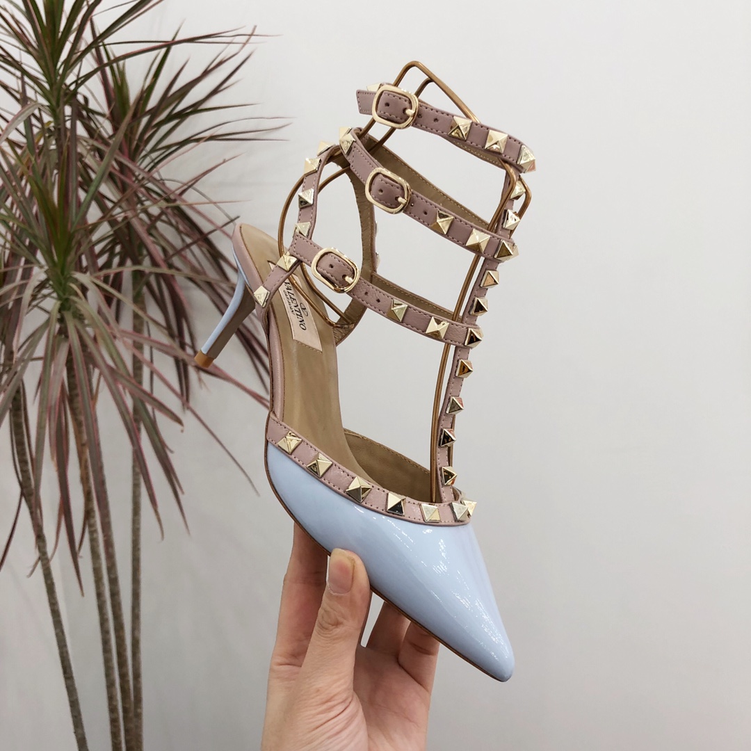 【Valentino】Valentino Valentino top version blue patent leather 3 with 6.5cm high heels