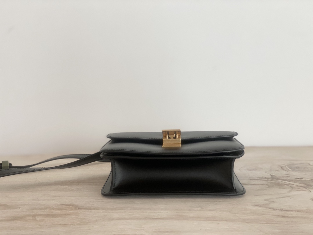 𝐂𝐞𝐥𝐢𝐧𝐞 Box Teen bag in polished calfskin