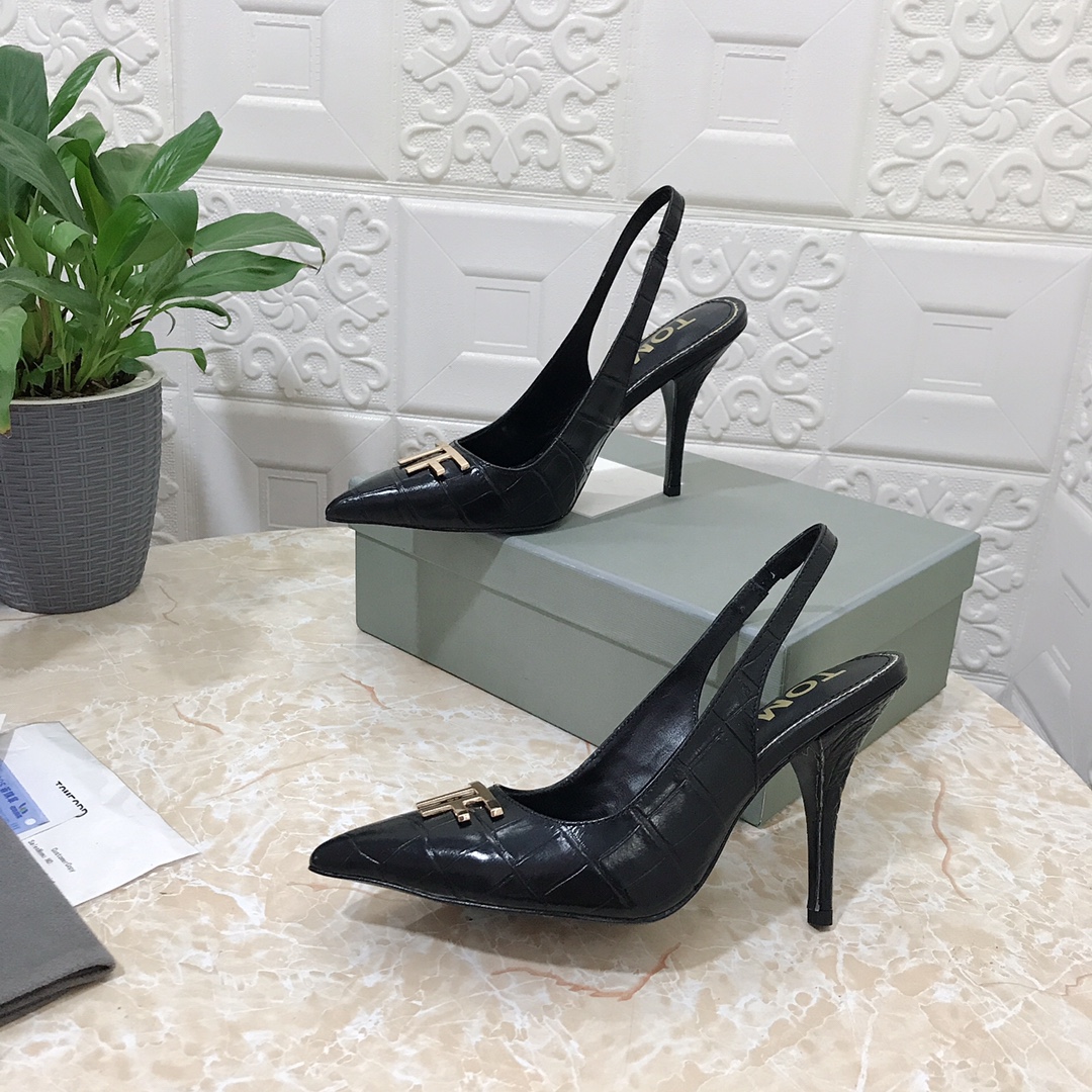 𝐓𝐎𝐌𝐅𝐎𝐑𝐃｜𝟐𝟎𝟐𝟑𝐒𝐒/𝐧𝐞𝐰 TOM high heeled bag toe sandals Original black leather outsole
