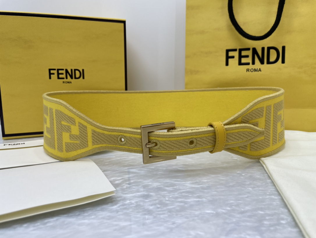 FENDI new embroidery    belt βοΈFF pattern wide belt