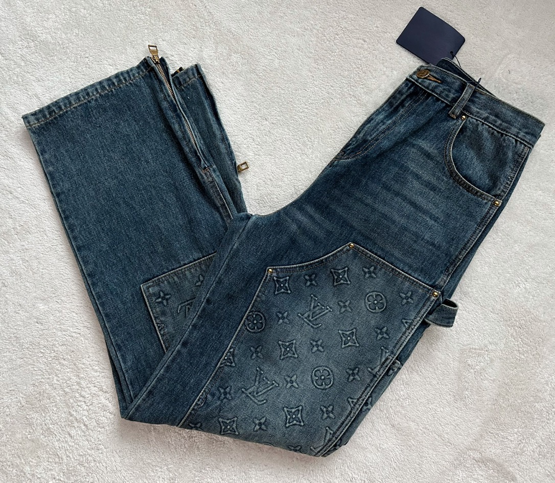 Louis Vuitton...three-dimensional embossed denim trousers