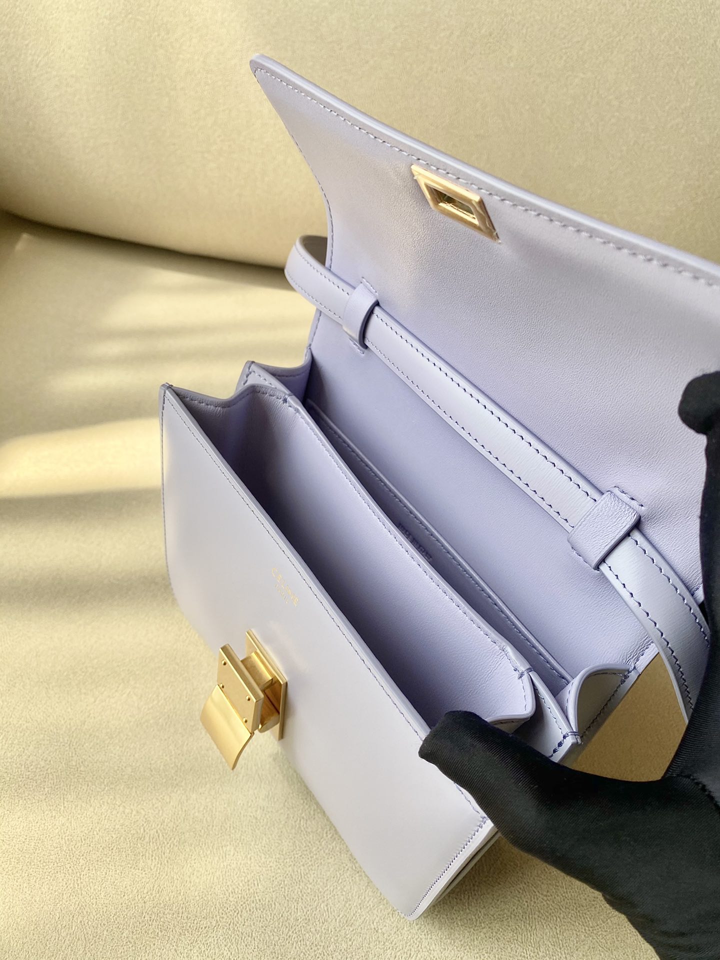 𝐂𝐞𝐥𝐢𝐧𝐞 Box Teen bag in polished calfskin