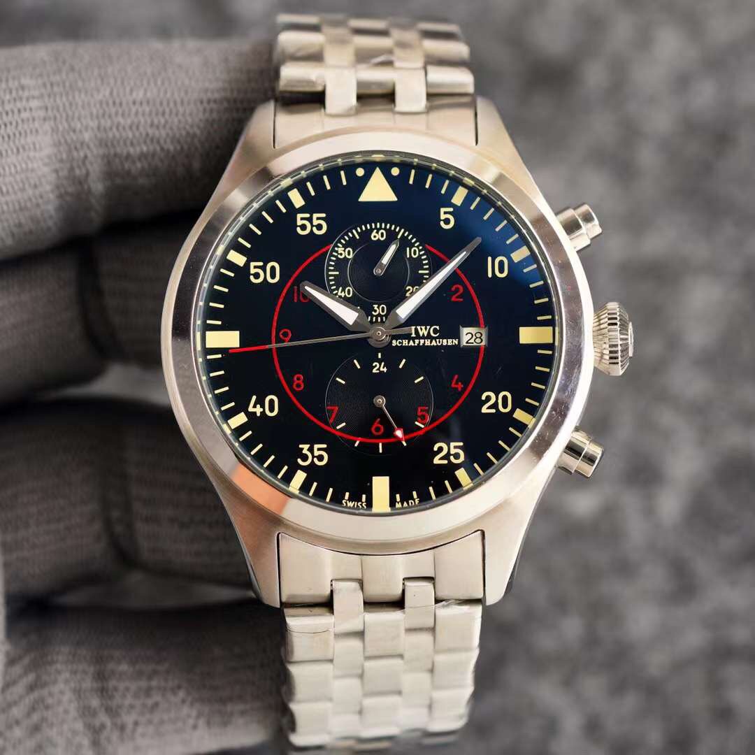 IWC- Pilot series Built-in imported chronograph movement Blue glass mirror Super A case cover