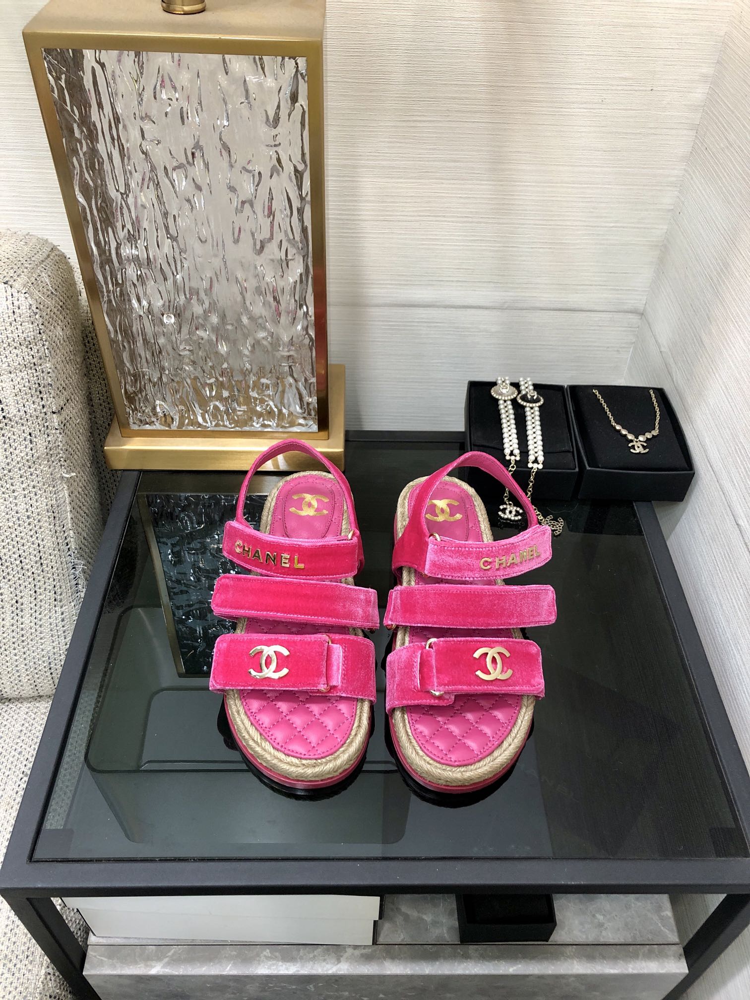 CHANEL 2023 spring and summer latest woven velcro sandals Japan imported woven materials