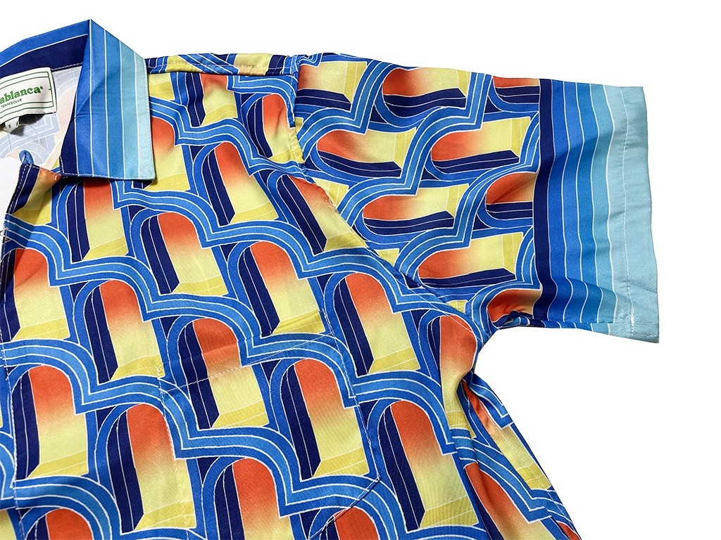 Casablanca Dream Gate, White twill silk short sleeve shirt