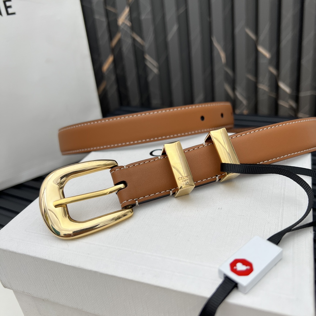 CELINE WESTERN medium belt in smooth calfskin
