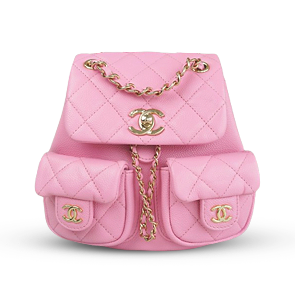 𝗖𝗛𝗔𝗡𝗘𝗟 23P New Duma Double Shoulder Cowhide Mini Pink