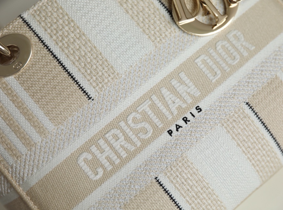 Dior LADY D-LITE five-compartment Daffy embroidery apricot stripes DR-031