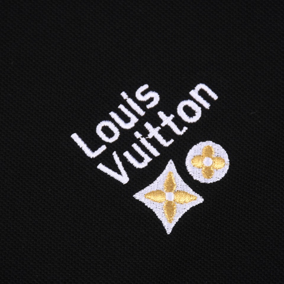 Louis Vuitton New three-flower LOGO embroidered polo shirt with lapel