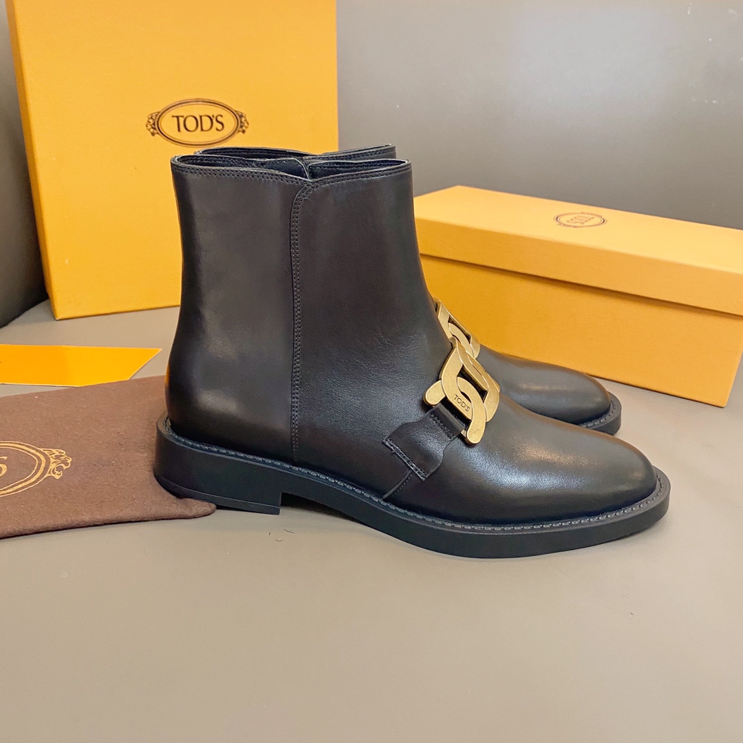 TOD'S 𝙏𝙊𝘿𝙎 Todds 2020 autumn and winter new short boots ✔️ metal buckle short boots import open edge bead cowhide