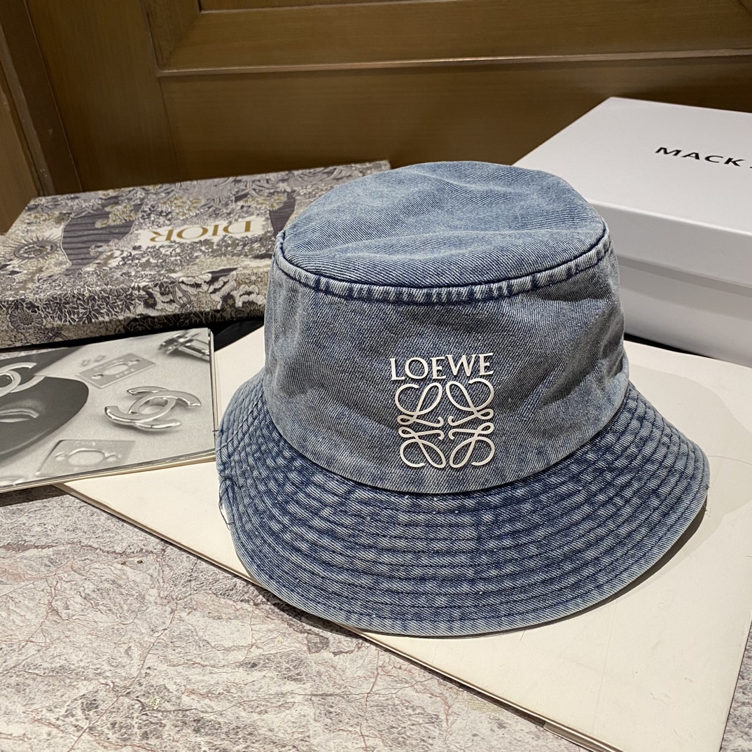 [Loewe Luo Yiwei] 2023 new denim old fisherman hat