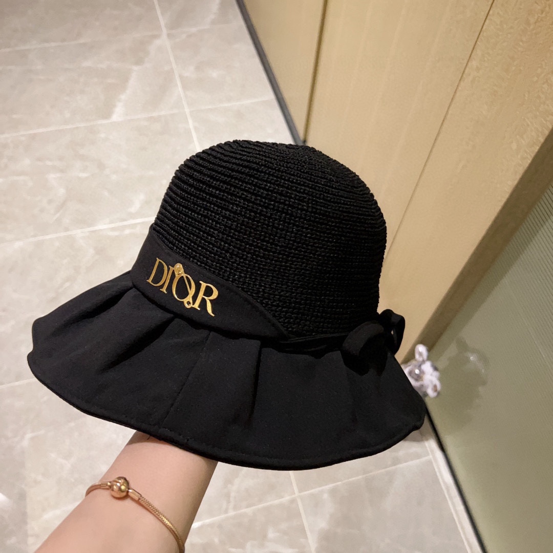 [Dior Dior] 2023 spring and summer style simple splicing sunset fisherman hat