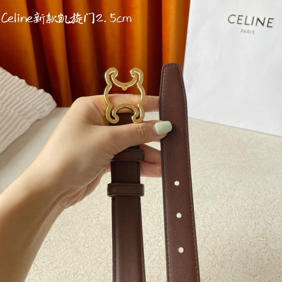 CELINE new leather Arc de Triomphe buckle ladies belt
