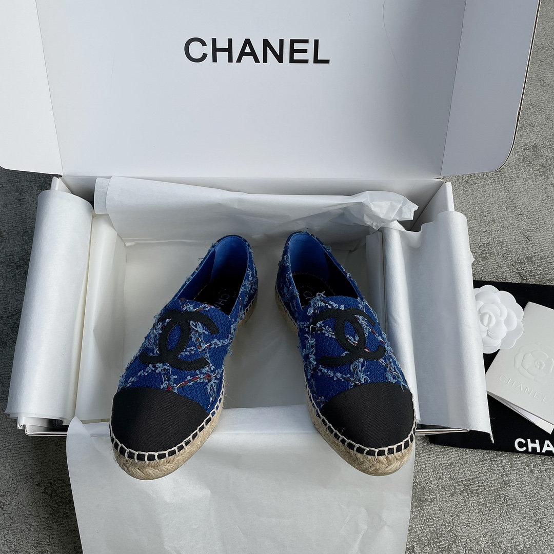CHANEL fisherman shoes custom mixed sheepskin imported leather embryo leather upper soft inner cushion sheepskin