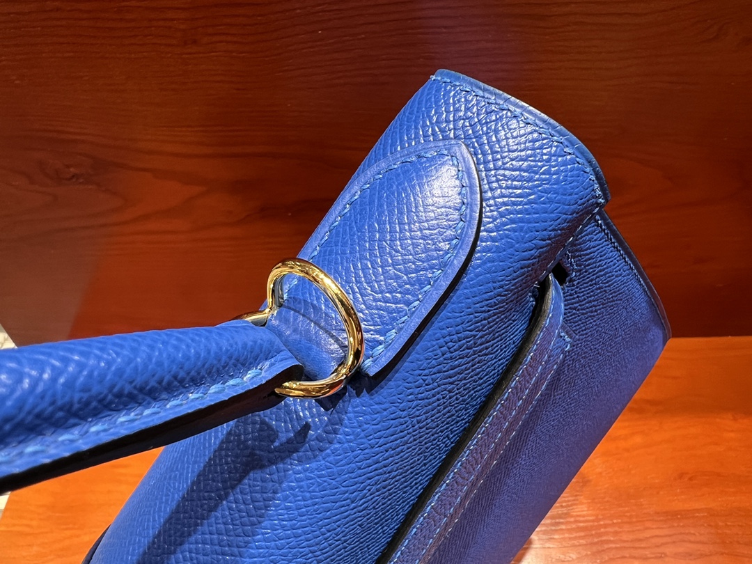Kelly 28cm Epsom leather 73 Bleu Saphir sapphire blue spell 71 Bleu France French blue