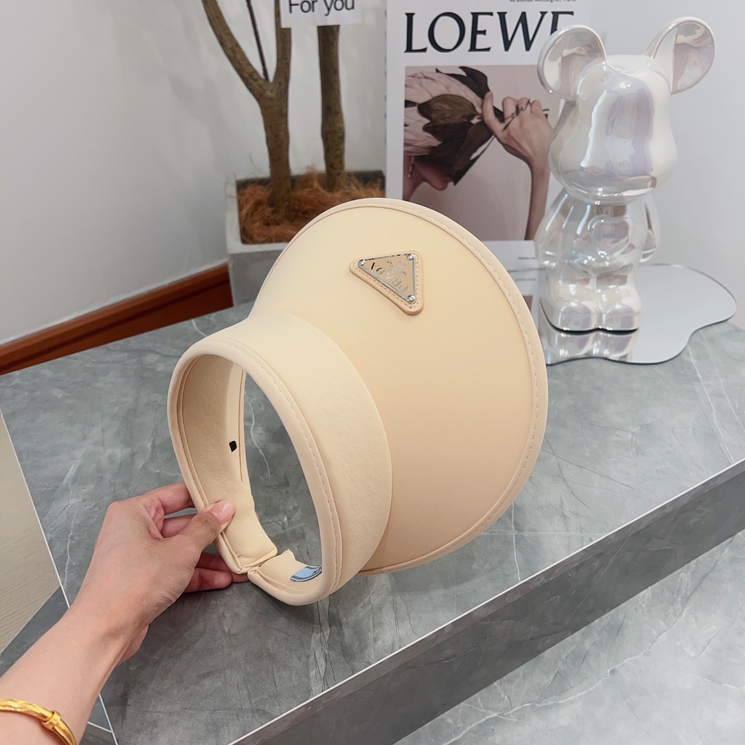 [PRADA Prada] 2023 summer new ice silk sun visor empty top hat