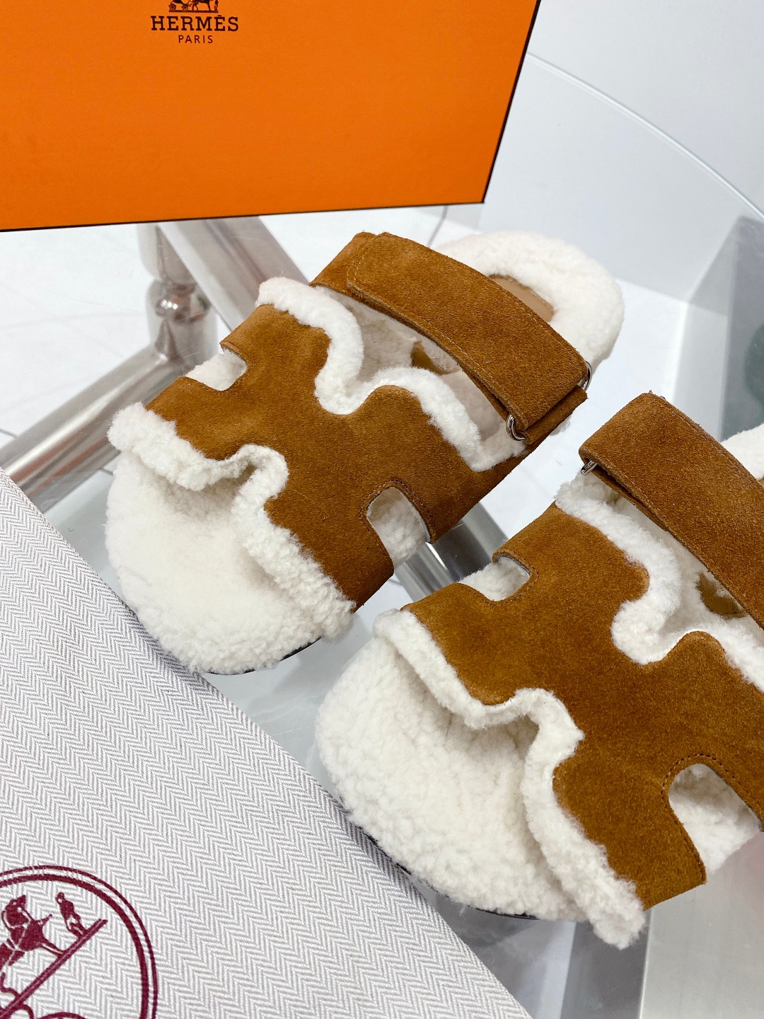 Hermes teddy fur uncle shoes