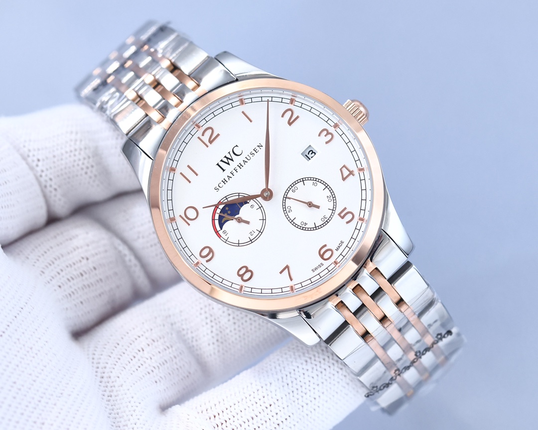 IWC- Fine men's watches Fully automatic mechanical movement, top 316 steel case and strap