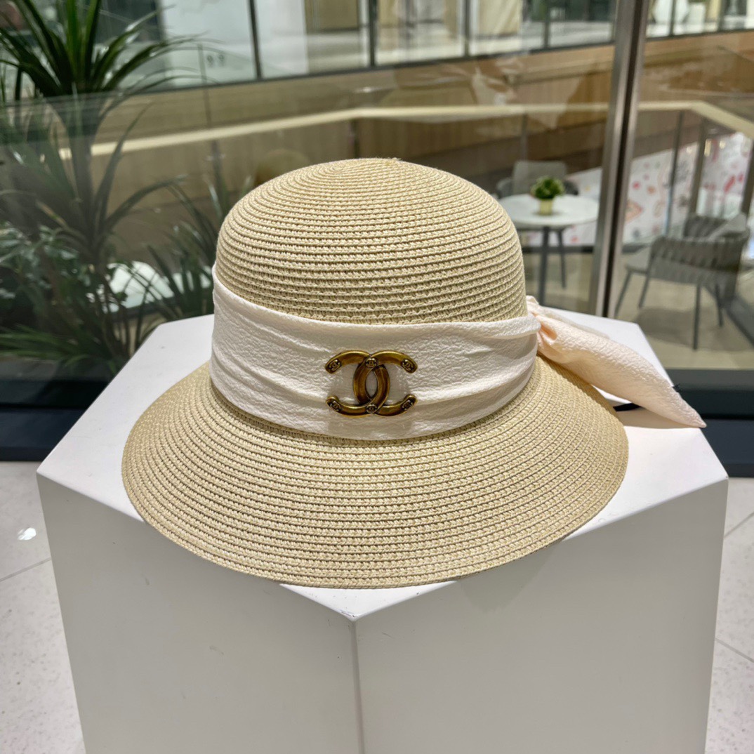 Chanel2023's new straw sunshade straw hat basin
