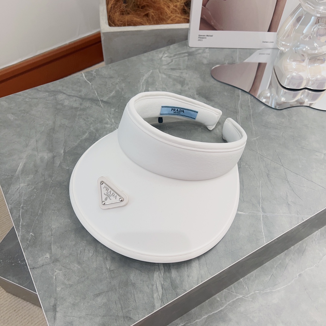 [PRADA Prada] 2023 summer new ice silk sun visor empty top hat