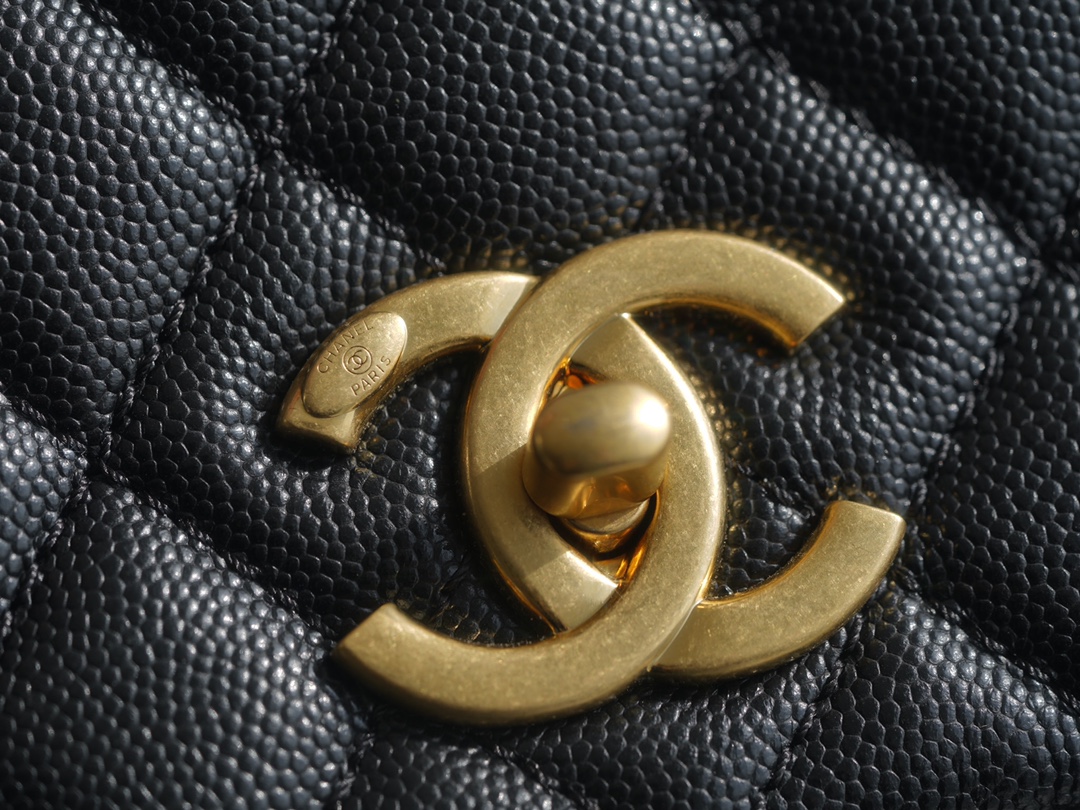 CHANEL 𝐂𝐨𝐂𝐨 𝐇𝐚𝐧𝐝𝐥𝐞 Lizard skin handle Medium Black