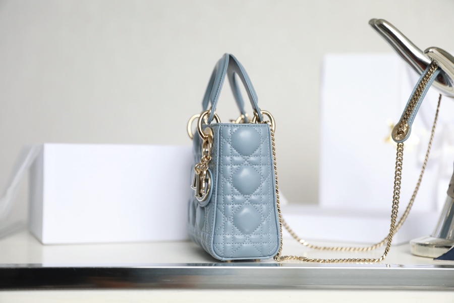 DIOR LADY three compartments blue enamel buckle