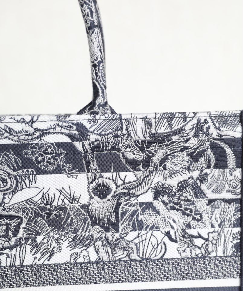DIOR TOTE blue striped tiger pattern