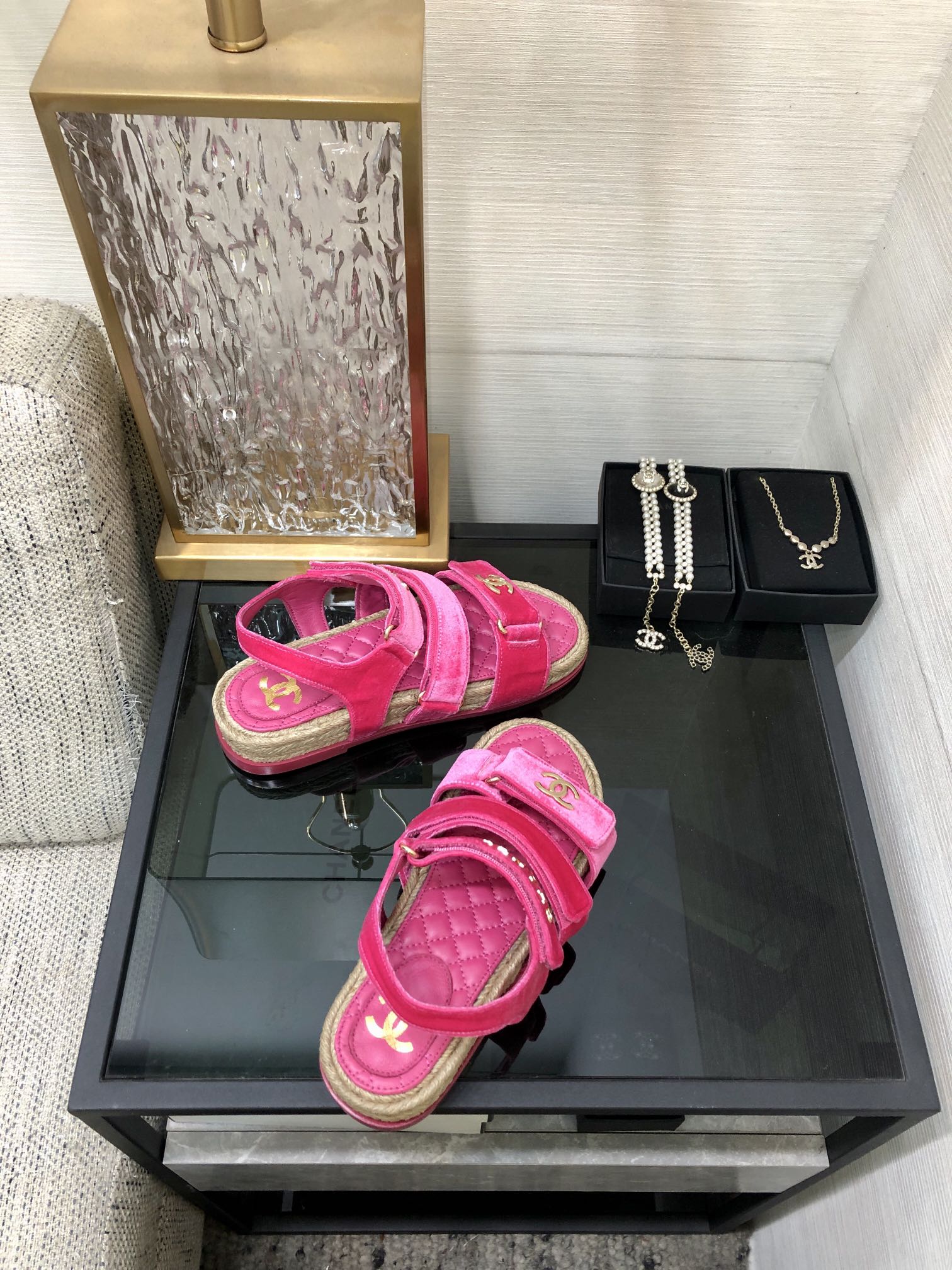 CHANEL 2023 spring and summer latest woven velcro sandals Japan imported woven materials