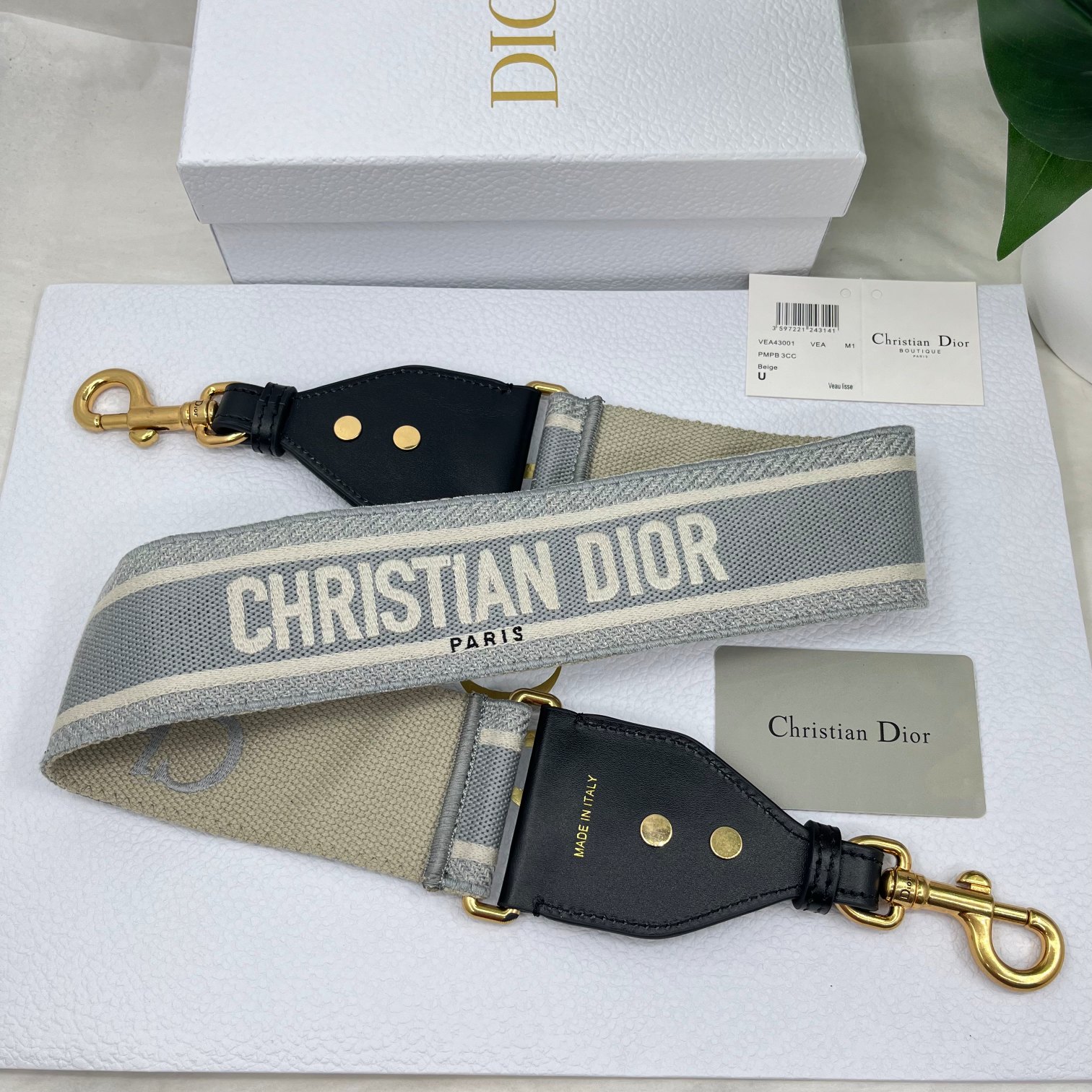 Dior Monogram Grey Shoulder Strap