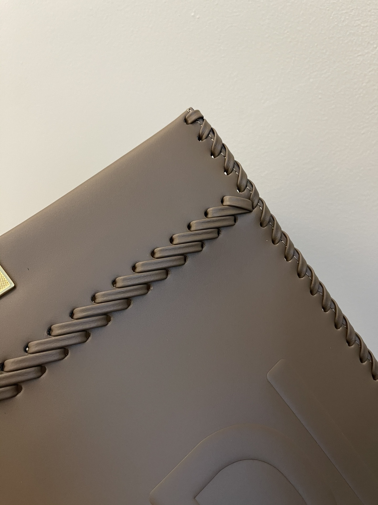 FENDI medium side leather woven tote bag 