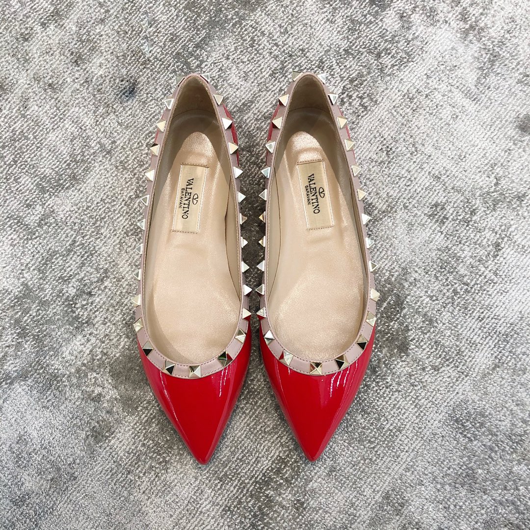 Valentino VT Collection Flats Patent Leather Red