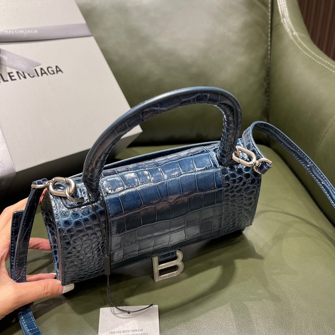 BALENCIAGA 𝐇𝐨𝐮𝐫𝐠𝐥𝐚𝐬𝐬𝐬 𝐒 crocodile-textured cowhide