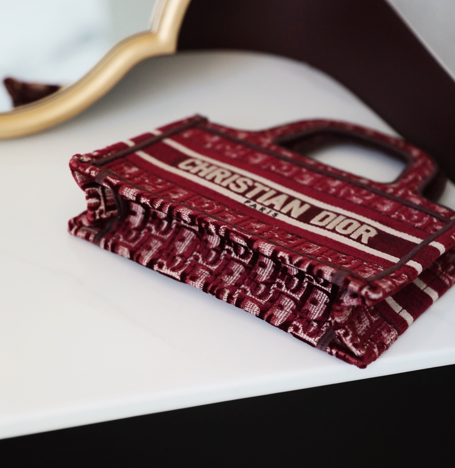 Dior Book Tote Velvet Burgundy