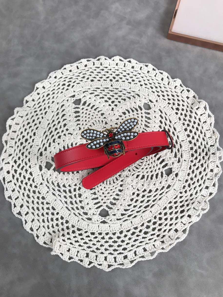 GUCCI red 🐝 buckle original imported cowhide handmade wax thread