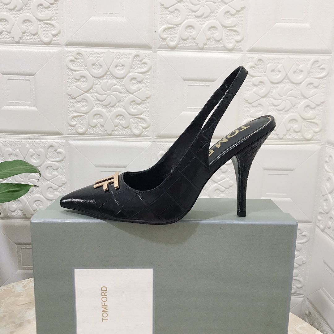 𝐓𝐎𝐌𝐅𝐎𝐑𝐃｜𝟐𝟎𝟐𝟑𝐒𝐒/𝐧𝐞𝐰 TOM high heeled bag toe sandals Original black leather outsole