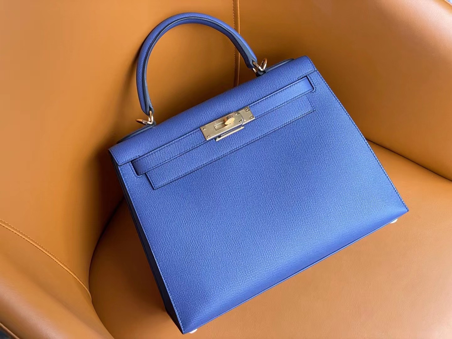 KellyKelly 28 agate blue epsom leather gold buckle