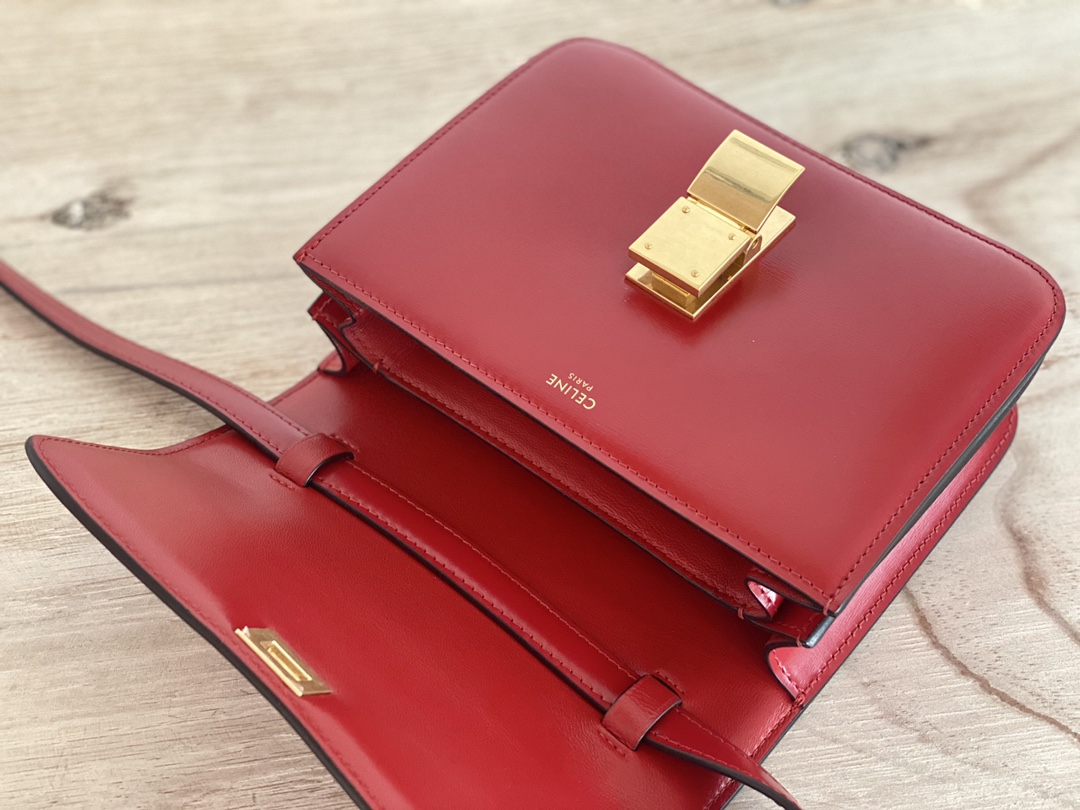 𝐂𝐞𝐥𝐢𝐧𝐞 Box Teen bag in polished calfskin